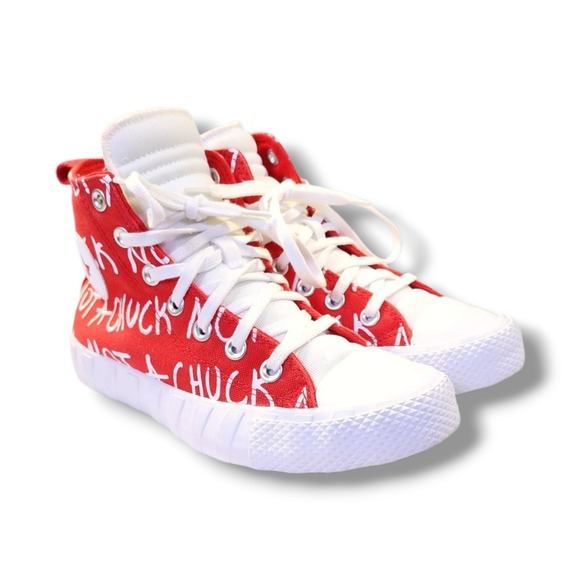 Converse Chuck Taylor All Star Hi-Top Skate Shoes Kids Red/White Size 4 - Picture 1 of 11